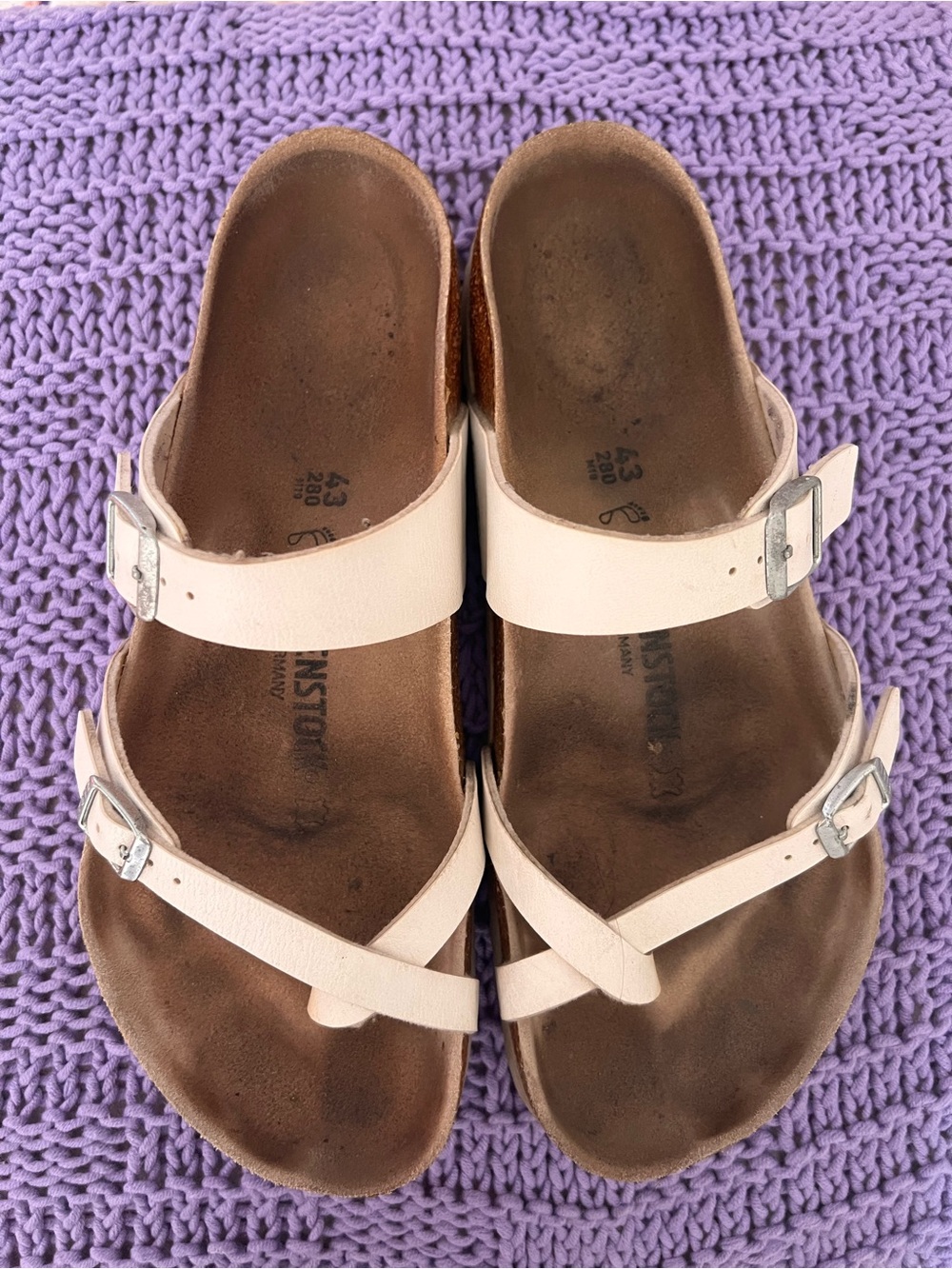 Birkenstock White Strappy Women’s Sandals with Brown Cork Footbed - Picture 2 of 5